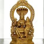 10" Pure Brass Vishnu Lakshmi on Sheshanaaga | Bronze Finish Divine Couple | Sacred Temple Art